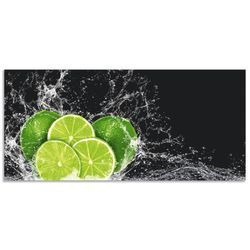 Küchenrückwand ARTLAND "Limone mit Spritzwasser" Spritzschutzwände Gr. B/H: 110 cm x 50 cm, grün Küchendekoration Alu Spritzschutz mit Klebeband, einfache Montage