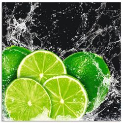 Küchenrückwand ARTLAND "Limone mit Spritzwasser" Spritzschutzwände Gr. B/H: 60 cm x 60 cm, grün Küchendekoration Alu Spritzschutz mit Klebeband, einfache Montage