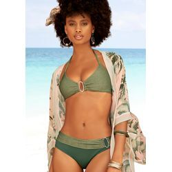 Triangel-Bikini JETTE, Damen, Gr. 32, Cup A/B, grün (oliv), Polyamid, Bikini-Sets, mit edlen Zierringen