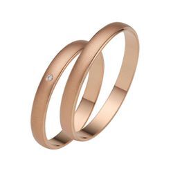 Trauring FIRETTI "Schmuck Geschenk Gold 375 Hochzeit Ehering "LIEBE"" Gr. 50, rosa (roségoldfarben), Fingerringe, 50, 0,005 ct SI = kleine Einschlüsse mit Brillant, Roségold 375, 3,0mm, Rosu00e9gold 375, Made in Germany, wahlweise mit oder ohne Brillant