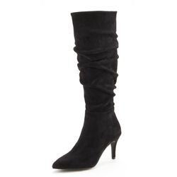 Reißverschlussstiefel LASCANA Gr. 36, schwarz Damen Schuhe mit modischer Raffung, Langschaft, High-Heel Stiefelette,Slouchy Boots