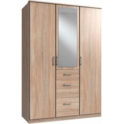 Kleiderschrank WIMEX "Click", braun (struktureichefarben hell), B:135cm H:199cm T:58cm, Schränke, Drehtürenschrank Kleiderschrank, mit Spiegel