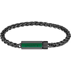 Armband LACOSTE "SPELT, 2040337, 2040338, 2040339", schwarz (schwarz, grün), Armbänder, Herren, Edelstahl, mit Emaille