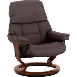 Relaxsessel STRESSLESS "Ruby", braun (chocolate paloma), B:79cm H:98cm T:76cm, Leder BATICK: BATICK ist ein leicht korrigiertes, durchgefärbtes und genarbtes Möbelleder, bei dem die meisten Unebenheiten und Spuren in der Regel entfernt wurden., Leder PALOMA: PALOMA ist ein durchgefärbtes Semianilin-Möbelleder mit natürlicher Narbung., Sessel, mit Classic Base, Größe M, Gestell Eiche, Wenge, Braun 