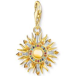 Charm-Einhänger THOMAS SABO "Sonne, 1935-488-7", gold (gelbgoldfarben, mehrfarbig, mehrfarbig), Charms, Damen, Silber 925 (Sterlingsilber), mit Glas-Keramik Stein