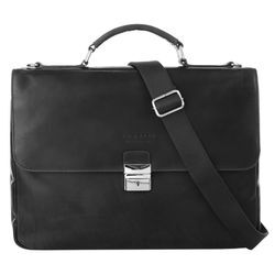 Aktentasche BUGATTI "ROMANO" Gr. B/H/T: 39 cm x 30 cm x 8 cm onesize, schwarz Damen Taschen Aktenkoffer echt Leder