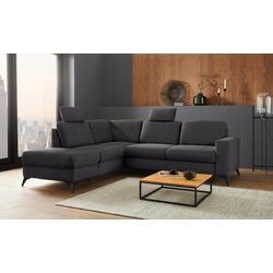 Ecksofa PLACES OF STYLE "Lolland L-Form", schwarz, B:249cm H:88cm T:212cm, Struktur imprägniert - feucht abwischbar (100% Polyester), Struktur Flausch (90% Polyester, 10% Polyamid), Luxus-Microfaser ALTARA NUBUCK (100% Polyester), Sofas, Wahlweise mit Bettfunktion und Stauraum, auch mit abwischbarem Bezug