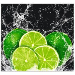 Küchenrückwand ARTLAND "Limone mit Spritzwasser" Spritzschutzwände Gr. B/H: 70 cm x 65 cm, grün Küchendekoration Alu Spritzschutz mit Klebeband, einfache Montage