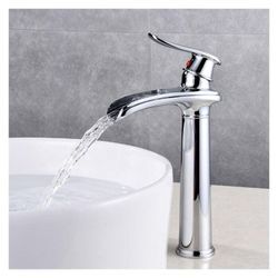 Petites Ecrevisses - Modern Wasserhahn Bad Wasserfall Waschtischarmatur Hoch Badarmatur Armatur Badezimmer mit 3/8 Zoll Schläuche Chrom