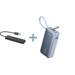 Anker Nano Powerbank (Blau) & 4-Port USB 3.0 Hub