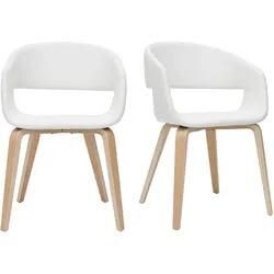Design-Stühle aus weißem Polyurethan mit hellen Holzbeinen (2er-Set) SLAM