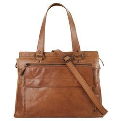 Shopper SPIKES & SPARROW "LAPTOP SHOULDERBAG", Damen, Gr. B/H/T: 39cm x 28cm x 9cm onesize, braun (cognac), Leder, unifarben, Taschen, echt Leder