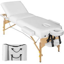 tectake® 3 Zonen Massageliege, Polsterung 7,5 cm, Breite 70 cm mit Holzgestell, verstellbare Ablagen für Kopf und Arme, 218 x 102 x 65 - 90 cm