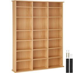 tectake® CD DVD Regal, in Holzoptik, höhenverstellbare und herausnehmbare Zwischenböden, 105,5 x 19 x 136,5 cm