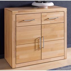 Kommode HOME AFFAIRE "Logo", beige (kernbuche teilmassiv), B:90cm H:80cm T:42cm, Holz teilmassiv, Sideboards, Kombikommode, Breite 90 cm