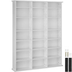 tectake® CD DVD Regal, in Holzoptik, höhenverstellbare und herausnehmbare Zwischenböden, 105,5 x 19 x 136,5 cm