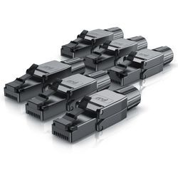 Primewire 6x Netzwerk-Adapter RJ-45 (Ethernet) zu Netzwerkkabel, Netzwerkstecker RJ45 CAT 8 - Gigabit Ethernet LAN Kabel - 40 Gbit/s, schwarz