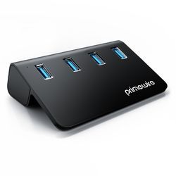 Primewire - 4 Port USB 3.2 Gen.1 Hub Aktiv - 4 Port Verteiler mit Netzteil - USB 3.0 USB 3.2 Gen.1 Datenhub - für PC Notebook Laptop Ultrabook Tablet