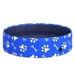 PawHut Hundepool mit Wasserablassventil blau Ø80 x 20H cm