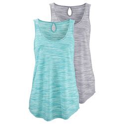 Tanktop BEACHTIME Gr. 32/34, grün (mint, meliert, grau, meliert) Damen Tops Strandtops mit kleinem Cut-Out im Nacken Bestseller