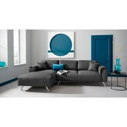 Ecksofa INOSIGN "Malaga L-Form" Sofas Gr. B/H/T: 276cm x 85cm x 169cm, Struktur fein, Recamiere links, grau (anthrazit) Deckenoptik auf Recamiere und Armlehne