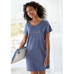 VIVANCE DREAMS Bigshirt blau Gr. 32/34 für Damen. Rundhals und Print, Druck. Bequem. Nachhaltig.