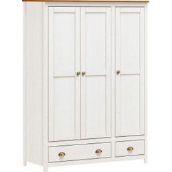 Kleiderschrank HOME AFFAIRE "Salgen", braun (weiß, braun), B:136cm H:185cm T:54cm, Massivholz, Schränke, Drehtürenschrank Kleiderschrank, im Landhaus-Stil