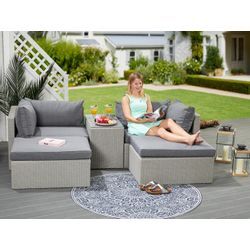 Gartenlounge-Set KONIFERA "Dallas", beige (beige, grau, grau), B:228,5cm T:134cm, Polyrattan, Sitzmöbel-Sets, Gartenmöbel-Set, Balkonset, Loungeset, verschiedene Stellmöglichkeiten