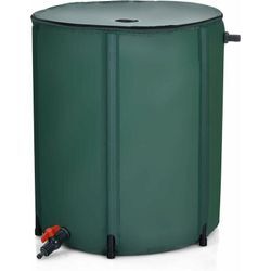 225L Regentonne mit Überlaufventil, Regenwassertonne faltbar, Regenwassertank pvc, Regenfass Wassertank Regenwasserfass 60x60x80cm - Costway