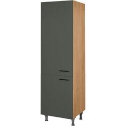 Hochschrank NOBILIA ""Easytouch", Ausrichtung wählbar, mit zwei Türen, vormontiert", grün (front: lacklaminat mineralgrün ultramatt, korpus: eiche sierra nachbildung), B:60cm H:216,6cm T:58,3cm, Schränke, Breite/Höhe: 60/216,6 cm