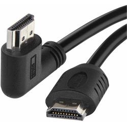 EMOS High Speed HDMI 2.0 Kabel mit Ethernet 1,5 m, 18 Gbit/s mit Ultra HD, 4K, 3D, ARC, 90° Winkelstecker auf A-Stecker schwarz, S10110