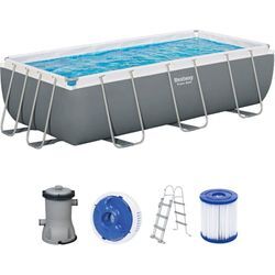 Bestway - Power Steel™ Frame Pool Set mit Filterpumpe 404 x 201 x 100 cm, grau, eckig - Grau