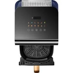 PANASONIC Air Fryer NF-CC600 (Heißluftfritteuse) 1450 Watt Schwarz mit Roségoldenem Griff, Dunkelblau an den Seiten