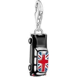 Charm-Einhänger THOMAS SABO "LONDON Taxi mit Union Jack, 2169-041-7" Charms schwarz (silberfarben, schwarz, blau, rot, weiß, weiß) Damen mit Zirkonia (synth.)