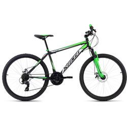 Mountainbike KS CYCLING "Xtinct" Gr. 42, schwarz (schwarz, grün), Fahrräder, 42cm, 26 Zoll (66,04cm), für Herren, Kettenschaltung