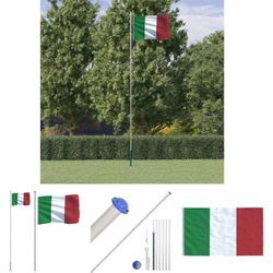 The Living Store Flagge Italiens mit Mast 6,23 m Aluminium - Flaggen & Windsäcke