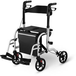 2-In-1 Rollator Faltbar Gehilfe Rollstuhl Klappbar Laufhilfe Reflektor Tasche