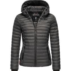 Steppjacke MARIKOO "Samtpfote" Gr. S (36), grau (anthrazit) Damen Jacken ultraleichte Übergangsjacke mit Kapuze