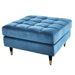 riess-ambiente Hocker COZY VELVET - 80cm petrol blau gold Samt Metallfüße