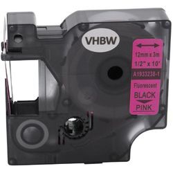 Vhbw - 1x Schriftband-Kassette kompatibel mit Dymo Rhino 6000, 5000, 5200, 4200 Etiketten-Drucker 3m x 12mm Schwarz auf Leucht-Pink