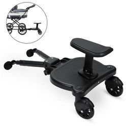 VINGO Buggy board Upgrade Universal Stehbrett Kiddy Trittbrett Kinderwagen Zubehör mit Sitz Schwarz