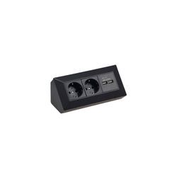 Chilitec - Steckdosenblock Ecksteckdose 2-Fach Schutzkontaktsteckdose 2X usb-a 3,1A schwarz