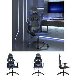 Gaming-Stuhl mit Massagefunktion Schwarz und Blau Kunstleder - Gaming-Sessel - Blau - The Living Store