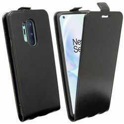 Markenlos - cofi1453® Flip Case kompatibel mit OnePlus 8 Pro Handy Tasche vertikal aufklappbar Schutzhülle Klapp Hülle Schwarz - Schwarz