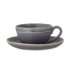 Bloomingville Cappuccinotasse mit Untertasse Raben, 10xH6/S: Ø 15 cm