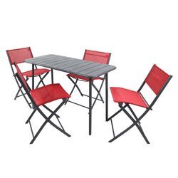 VCM 5-tlg Gartenmöbel Set Sitzgruppe Essgruppe 1xTisch, 4x Stühle Tisch Maße ca. H. 72 x B. 110 x T. 55 cm Klappbar Garten Set - Sumila