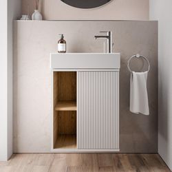 Waschtischunterschrank BELDIVO 50 cm mit Waschbecken - Türanschlag rechts - Farbe wählbar