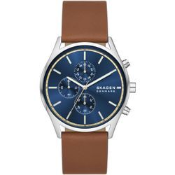 Chronograph SKAGEN "HOLST CHRONOGRAPH" Armbanduhren braun Herren Quarzuhren Quarzuhr, Armbanduhr, Herrenuhr, Stoppfunktion, Lederarmband