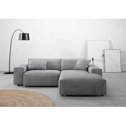 Ecksofa ANDAS "Glimminge L-Form auch in Breitcord, Feincord + Easy care-Bezug" Sofas Gr. B/H/T: 234cm x 71cm x 191cm, Cord, Ottomane rechts, grau Breite 234, Zierkissen