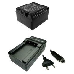 Trade Shop - angebot im set: Trade-Shop Kamera Li-Ion Akku 1200mAh + Ladegerät mit Kfz Adapter ersetzt Panasonic vw VBN-390 VBN-390E VBN-390E-K